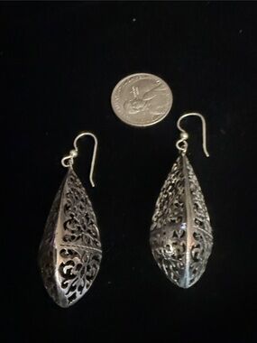 Brighton Silver Filigree Teardrop Dangle Earrings - Elegant Women Jewelry